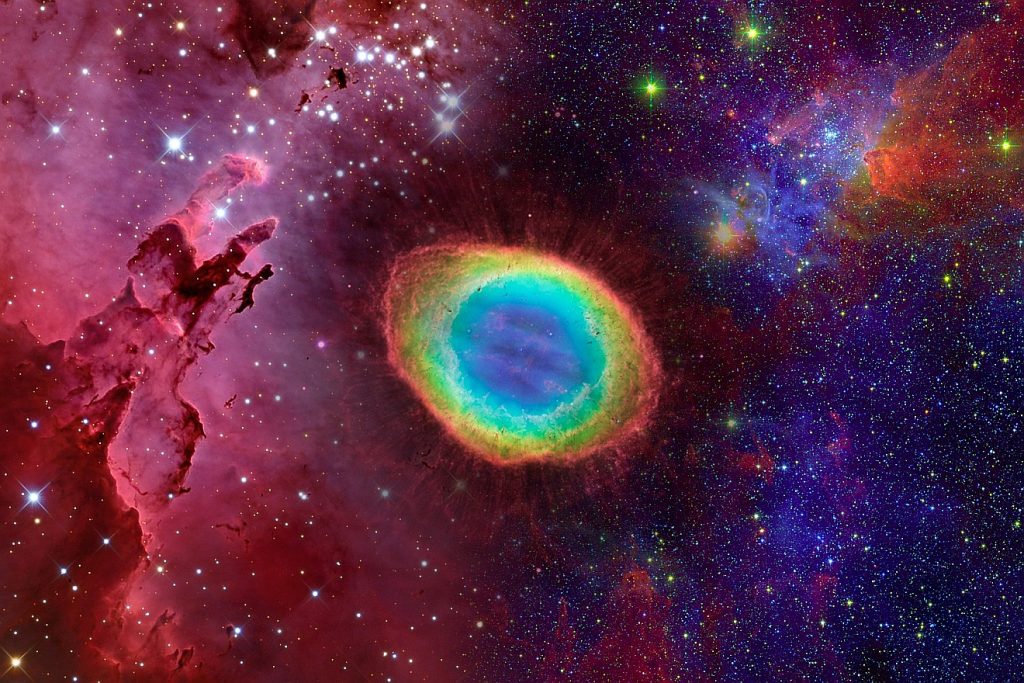 Helix nebula - ein Phänomenn im Weltall, das wir ein interstellares Auge aussieht
