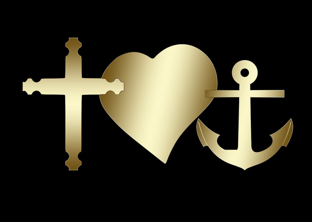 "Nun aber bleiben Glaube, Hoffnung, Liebe": Kreuz, Herz und Anker als Symbol für Glaube, Liebe, Hoffnung