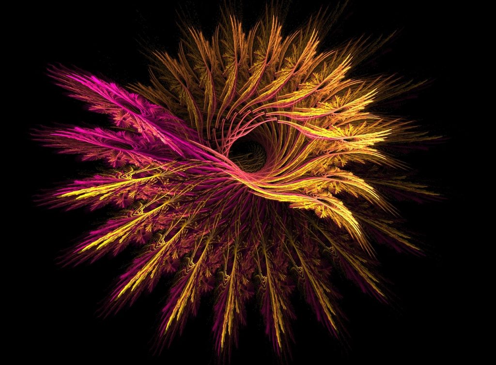 Fraktale Struktur, die wie ein Auge mit Strahlen aussieht