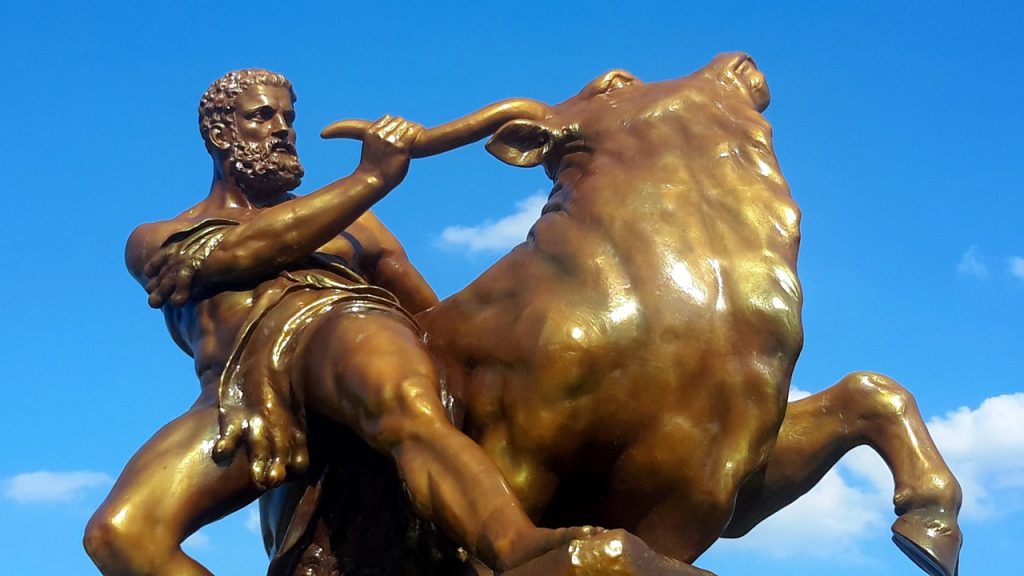 Herkules kämpft mit einem Stier