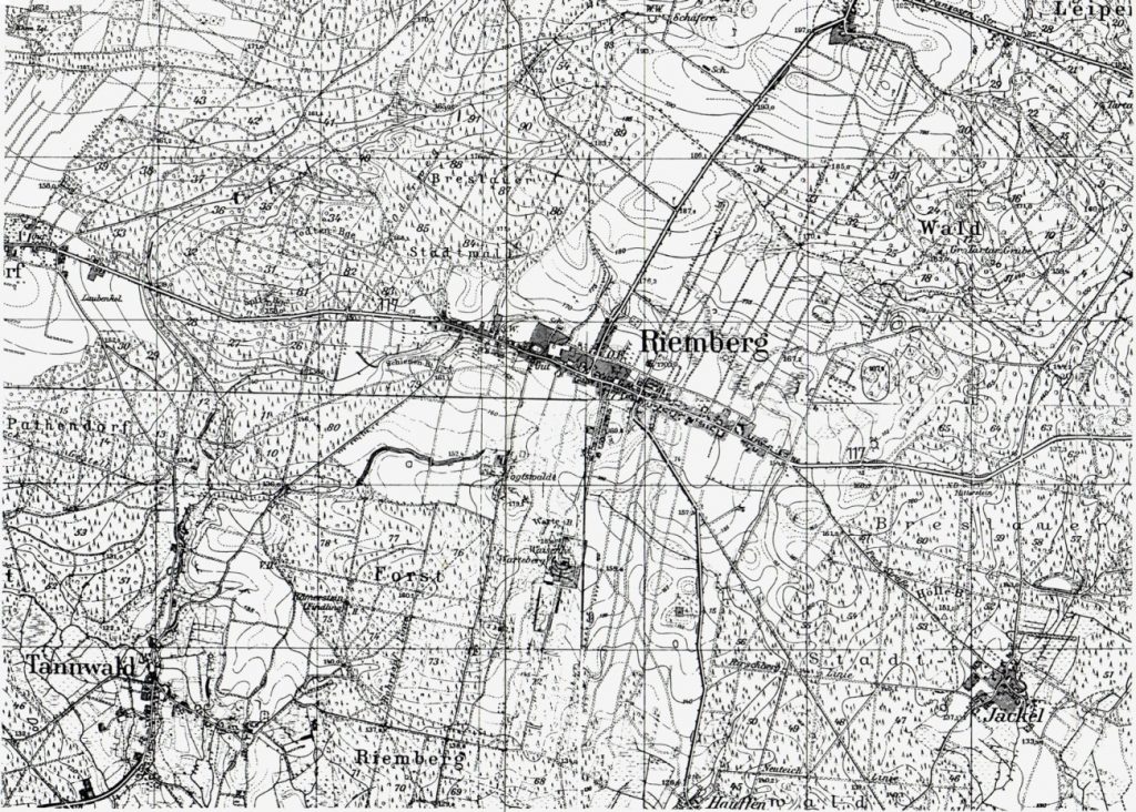Karte der Umgebung von Riemberg in Niederschlesien