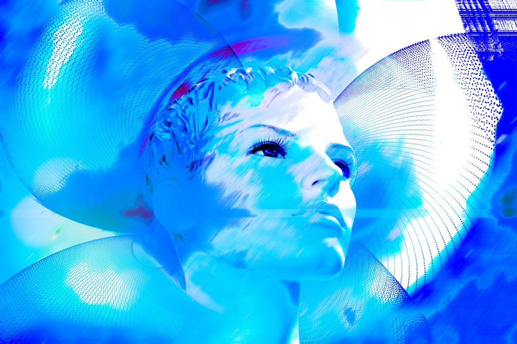 Eine Schaufensterpuppe in Blautönen fotografiert, mit leerem bzw. traurigem Blick, als Symbol für die Abwertung eines Menschen mit einer seelischen Krankheit