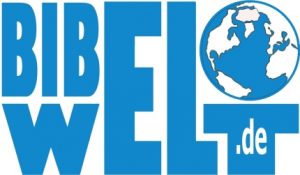 Das Logo der Seite bibelwelt.de, wobei ein großes "EL" in beiden Teilwörtern vorkommt und auf dem "T" der "WELT" eine stilisierte Erdkugel ruht.